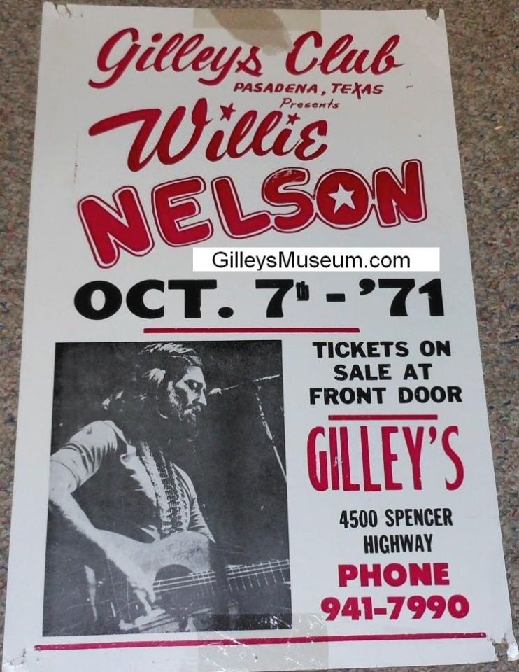 REAL vintage original Gilley's 1971 Willie Nelson Concert Poster