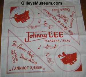 Autographed Johnny Lee bandana. dated 1982.