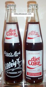 Gilley's Diet Coke Bottle - FULL